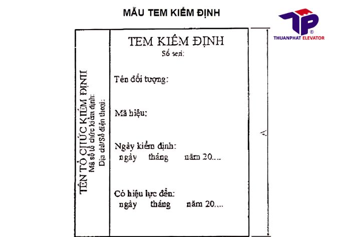 Mẫu tem kiểm định thang máy